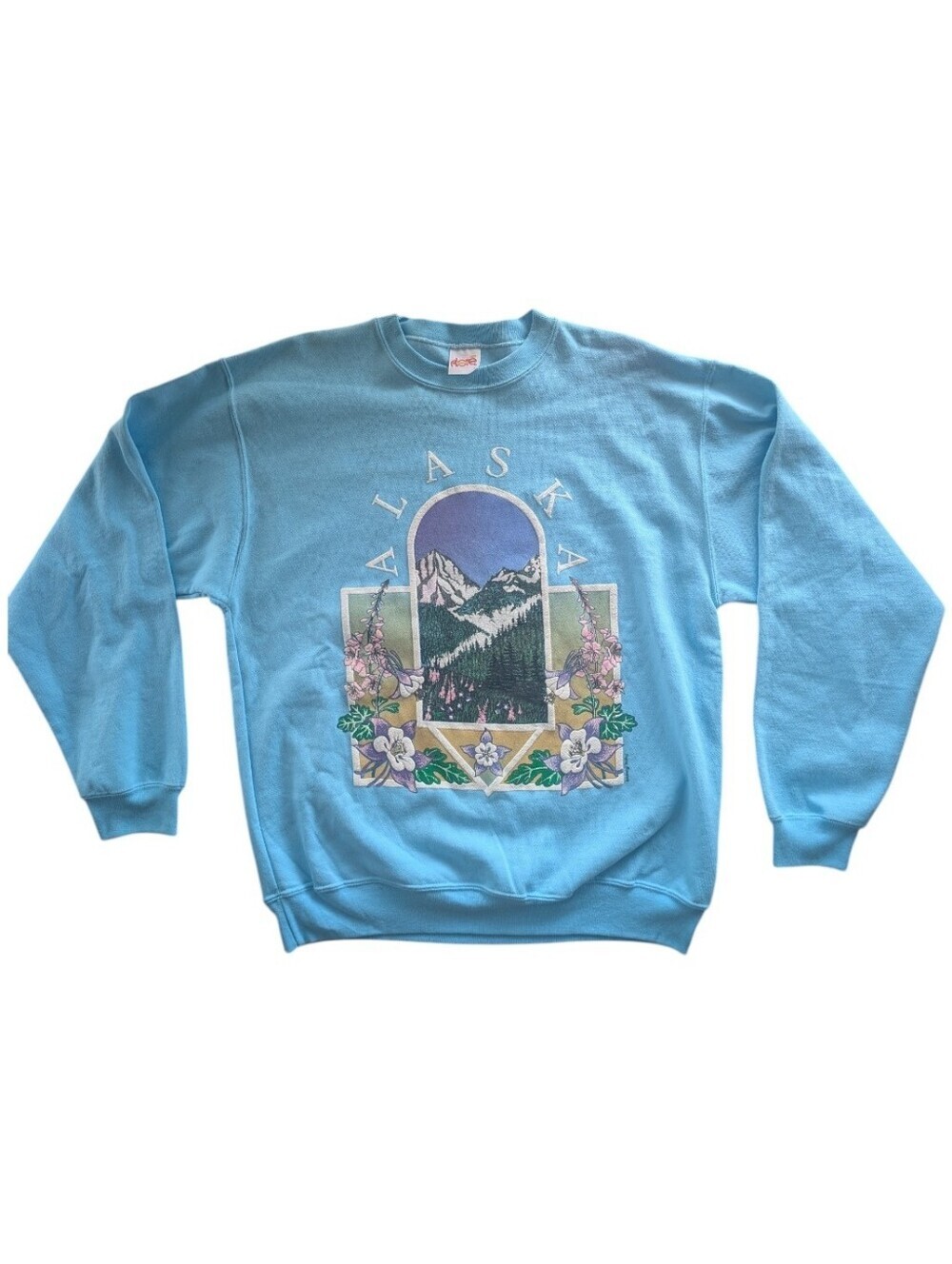 Vintage 90s Alaska Scenic Crewneck Sweatshirt Blue Made In USA Graphic Size L